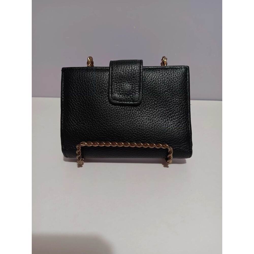 Wallet Bi-fold Black Genuine Leather Tab Snap Closure  5"×3.50"